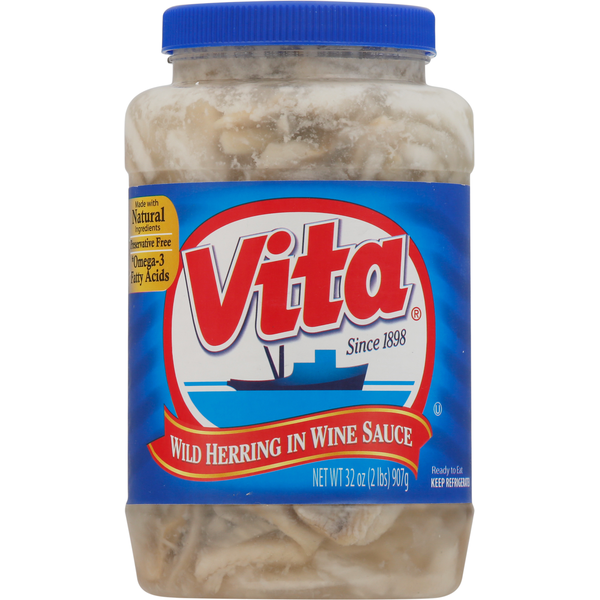 Canned Meat & Seafood Vita Wild Herring in Wine Sauce hero