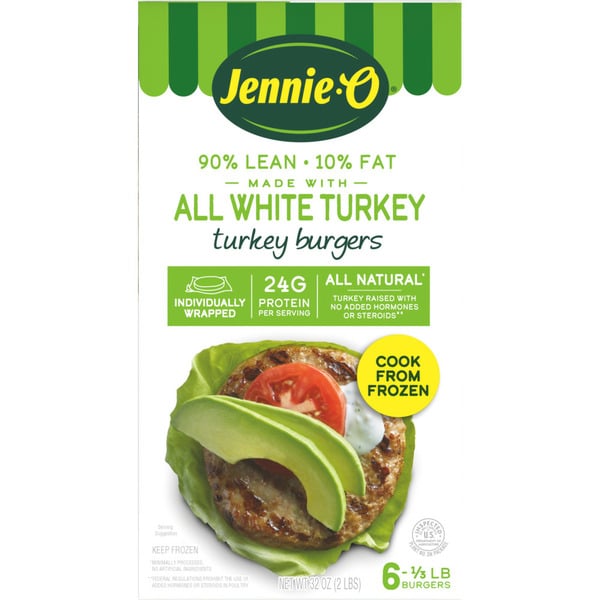 Frozen Meat & Seafood Jennie-o Turkey Store 1/3 lb. Turkey Burgers hero