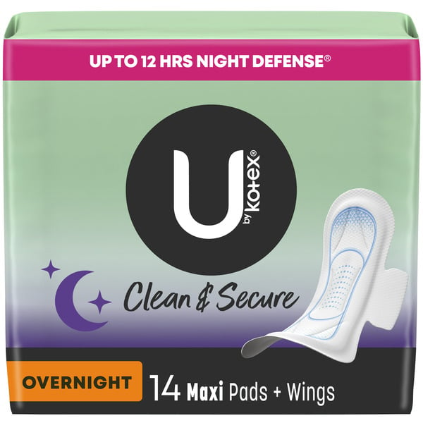 Kotex Clean & Secure Overnight Maxi Pads with Wings hero