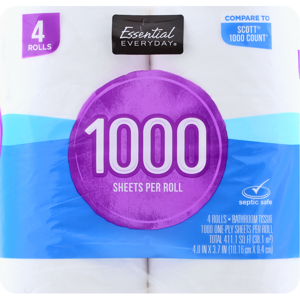 Paper Goods Essential Everyday Bathroom Tissue, 1000, One-Ply hero