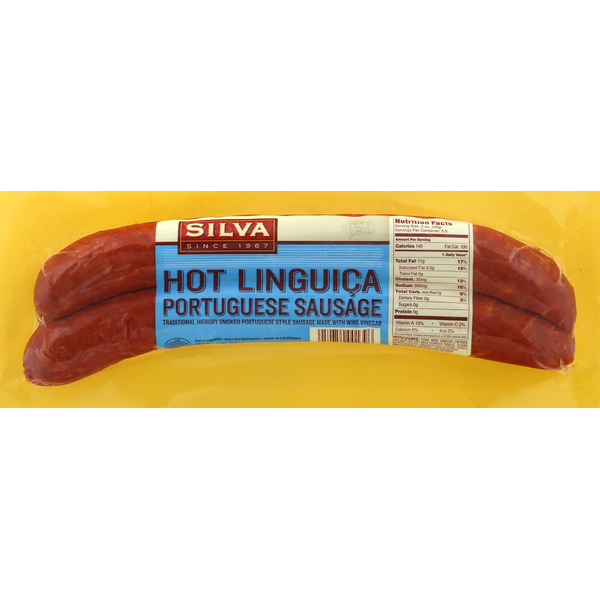 Hot Dogs, Bacon & Sausage Silva Sausage, Portuguese, Hot Linguica hero