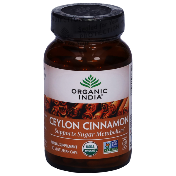 Dietary Supplements ORGANIC INDIA Ceylon Cinnamon, Vegetarian Caps hero