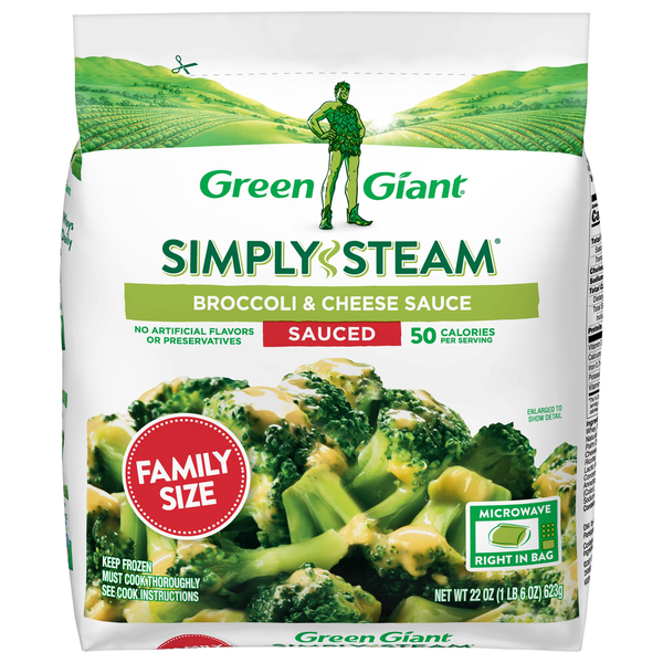 Vegetables, Vegan, & Vegetarian Green Giant Steamers Broccoli & Cheese Sauce hero