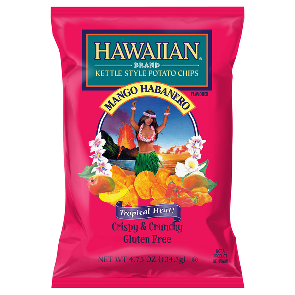 Chips & Pretzels Hawaiian Kettle Style Potato Chips Potato Chips, Mango Habanero Flavored, Kettle Style hero