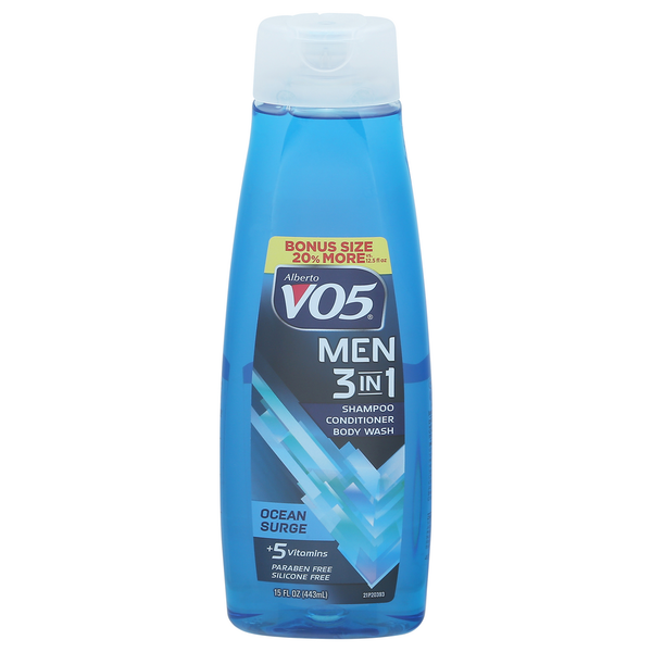 Hair Care Alberto VO5 Shampoo/Conditioner/Body Wash, 3 in 1, Men, Ocean Surge, Bonus Size hero