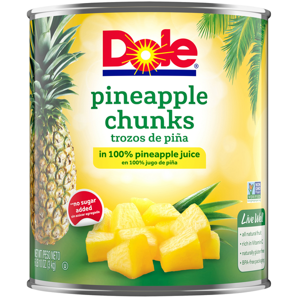 Canned Fruit & Applesauce Dole Pineapple Chunks in 100% Pineapple Juice hero