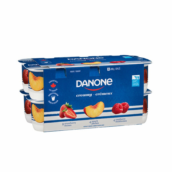 Yogurt Danone Creamy Creamy Yogurt,  Variety: Strawberry, Peach, Raspberry Flavour hero