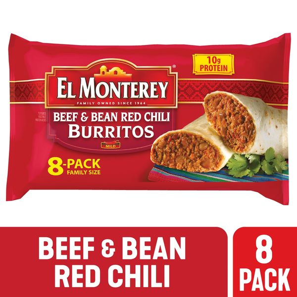 Frozen Meals El Monterey Beef & Bean Red Chili Burritos hero