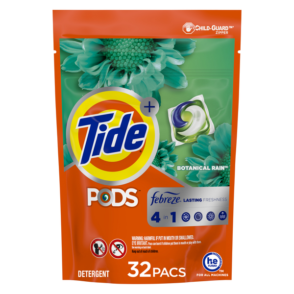 Laundry Tide PODS Laundry Detergent Pacs, Febreze, Botanical Rain Scent hero