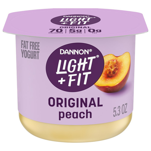 Yogurt Dannon Light + Fit Dannon Peach Original Nonfat Yogurt Cup hero