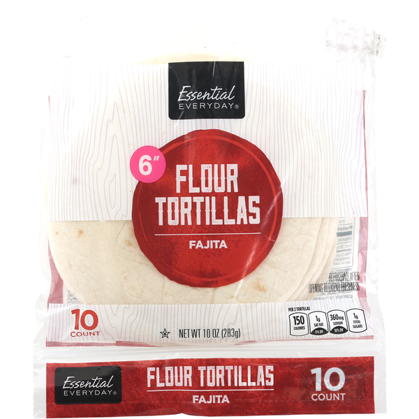 Tortillas & Flat Bread Essential Everyday Flour Tortillas, Fajita, 6 Inch hero