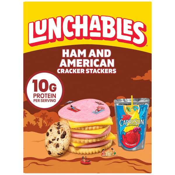 Prepared Meals Lunchables Ham & American Cheese Cracker Stackers Kids Lunch Snack Meal Kit with Capri Sun hero