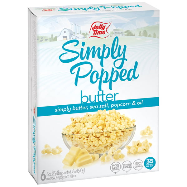 Popcorn & Jerky JOLLY TIME Simply Popped Butter Microwave Popcorn hero