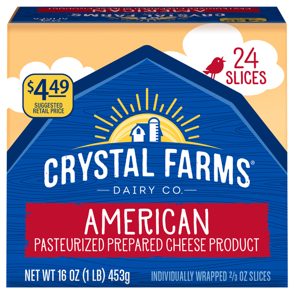 Crystal Farms Cheese Slices, American hero