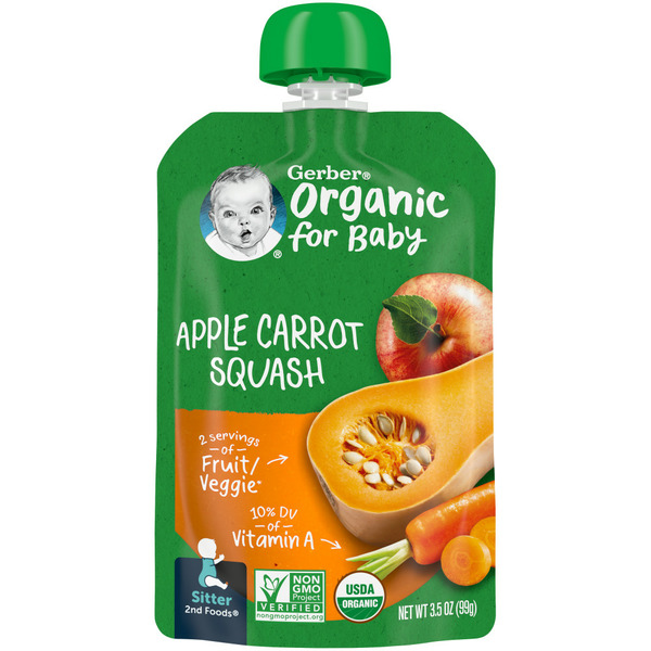 Baby Food & Formula Gerber Organic Apple Carrot Squash Baby Food Pouch hero