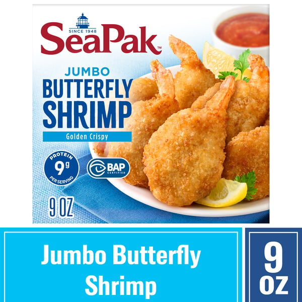 Frozen Seafood SeaPak Jumbo Butterfly Shrimp with Crispy Breading, Easy to Bake, Frozen hero