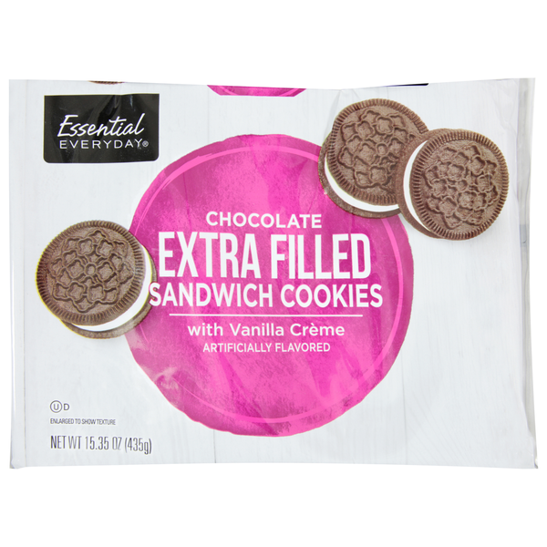 Cookies & Cakes Essential Everyday Sandwich Cookies, with Vanilla Creme, Chocolate, Extra Filled hero