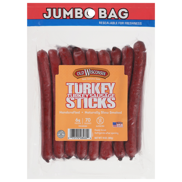 Lunch Meat Old Wisconsin Sausage Sticks, Turkey hero