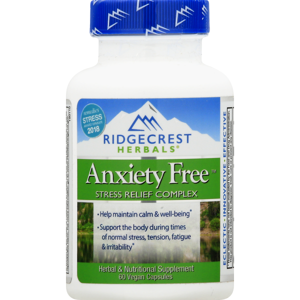 Stress & Sleep Aids Ridgecrest Herbals ClearLungs Anxiety Free, Vegan Capsules hero