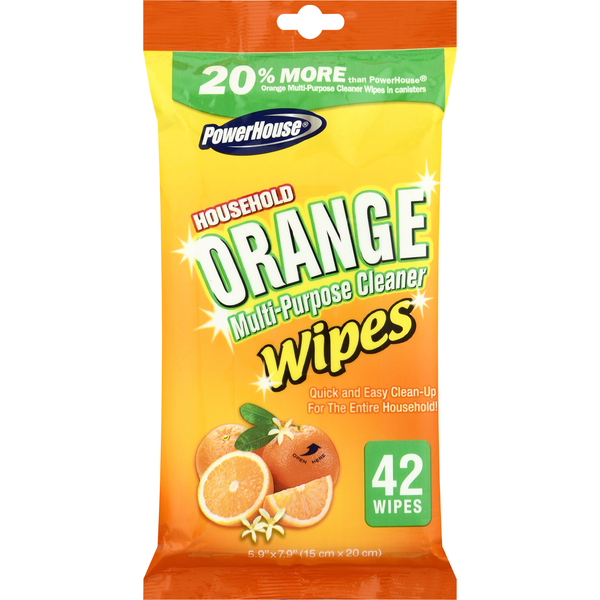 Paper Goods PowerHouse Wipes, Orange, Multi-Purpose Cleaner hero