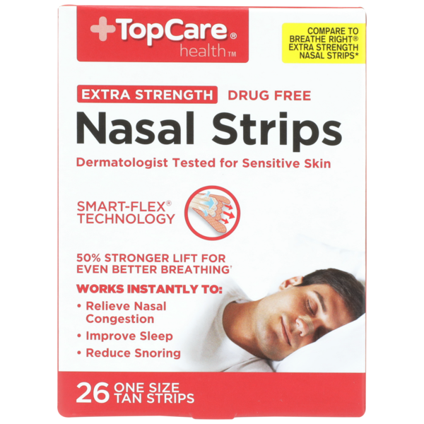 Cold, Flu & Allergy TopCare Extra Strength One Size Nasal Strips, Tan hero