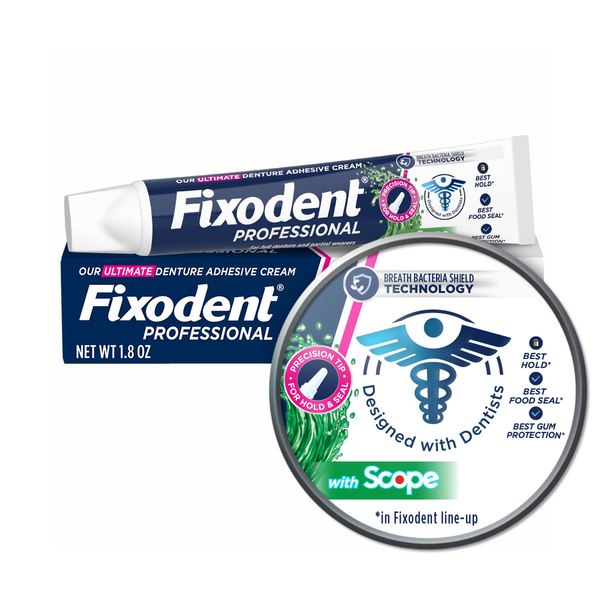 Oral Hygiene Fixodent Professional + Scope Denture Adhesive hero