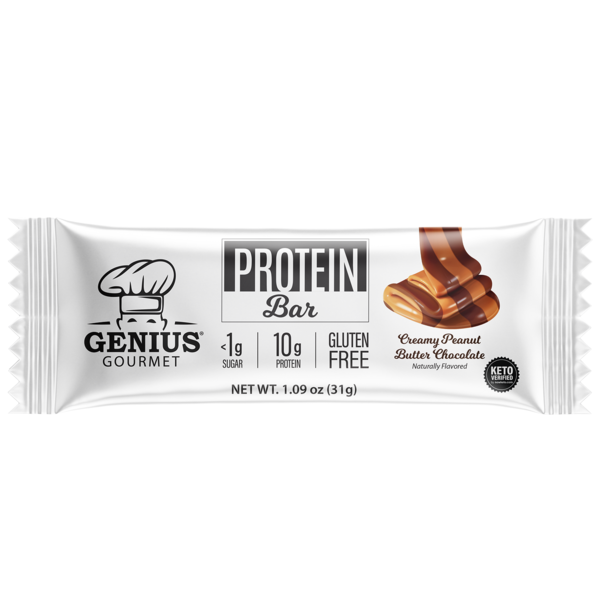 Candy & Chocolate Genius Gourmet Creamy Peanut Butter Chocolate, Protein Bar hero