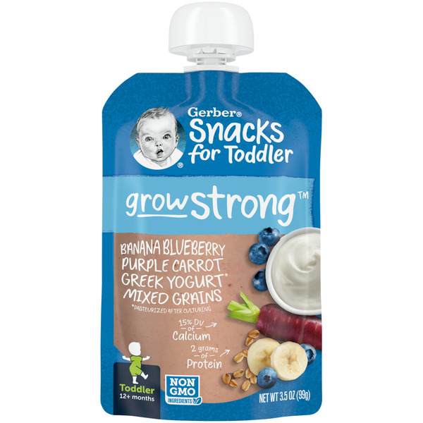 Baby Food & Formula Gerber Greek Yogurt Banana Blueberry Purple Carrot Mixed Grains Pouch hero