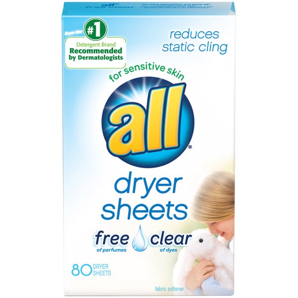 Laundry all Dryer Sheets, Free Clear hero