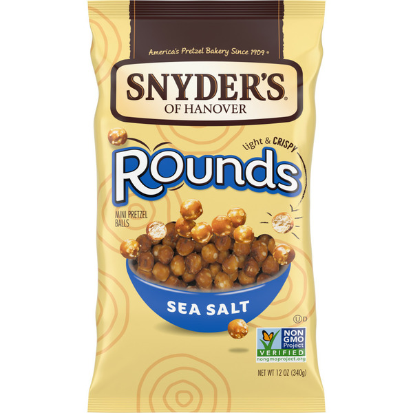 Chips & Pretzels Snyder's of Hanover Sea Salt Pretzel Rounds hero