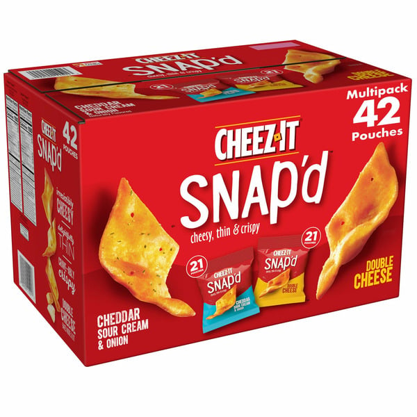 Crackers Cheez-It Snap'd Cheese Cracker Chips, Thin Crisps, Lunch Snacks, Variety Pack hero