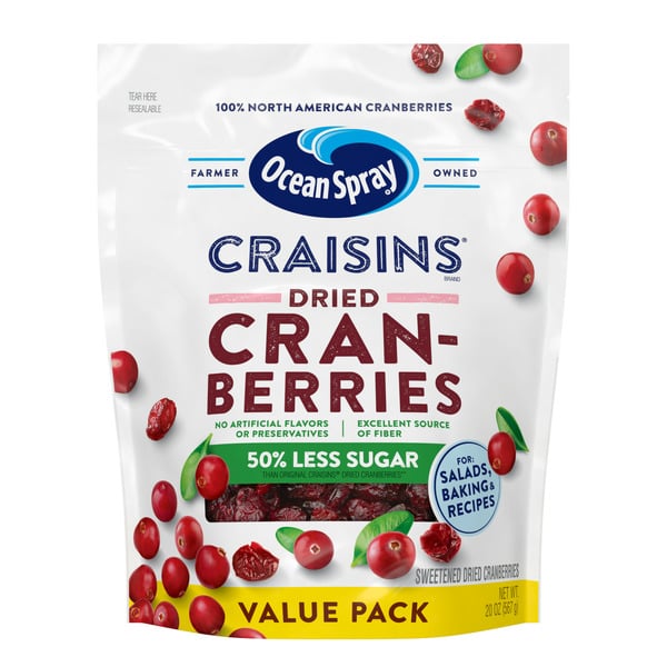 Canned Fruit & Applesauce Ocean Spray Dried Cranberries Reduced Sugar Value Pack hero