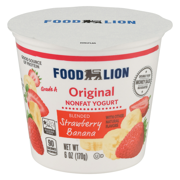 Yogurt Food Lion Nonfat Yogurt Strawberry Banana hero