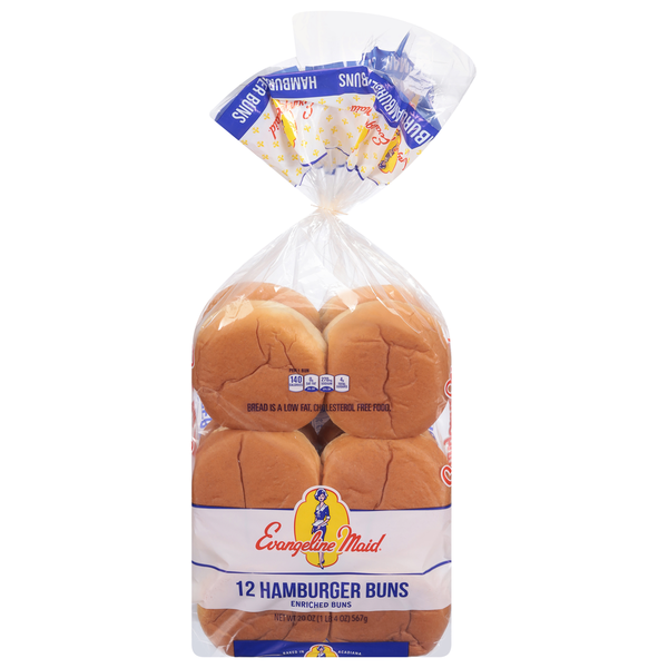 Buns & Rolls Evangeline Maid Hamburger Enriched Buns hero