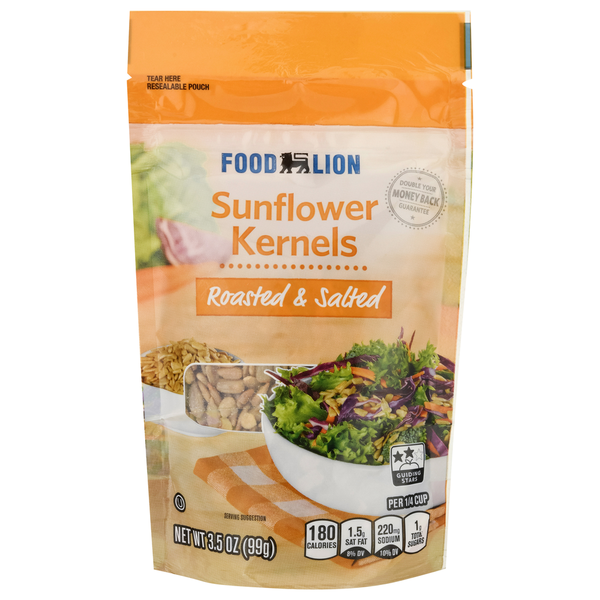 Nuts, Seeds & Dried Fruit Food Lion Sunflower Seeds, Gluten Free, Roasted & Salted, Pouch hero