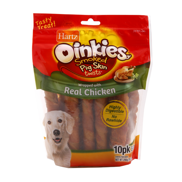 Dog Food & Care Hartz Oinkies Pig Skin Twists Wrapped with Real Chicken hero