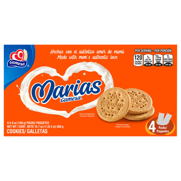 Mexican/Hispanic/Latino Foods Gamesa Cookies, Marias, 4 Pack hero