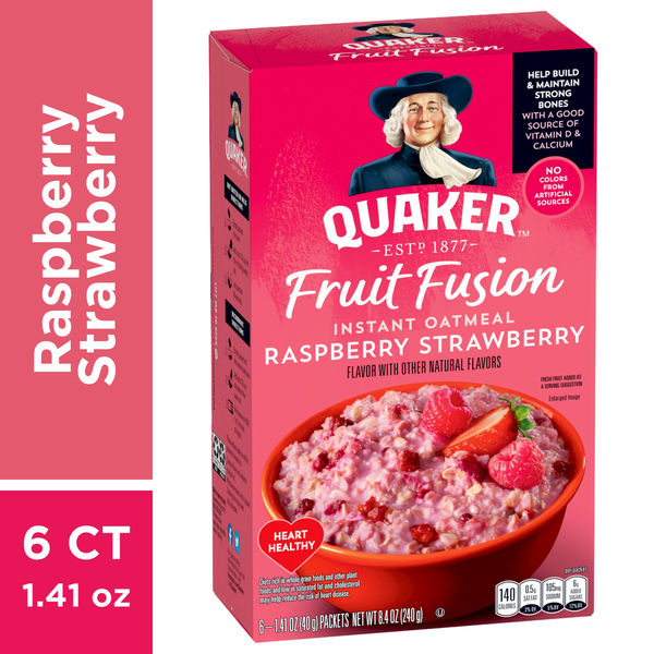 Hot Cereal & Pancake Mixes Quaker Instant Oatmeal, Raspberry Strawberry hero