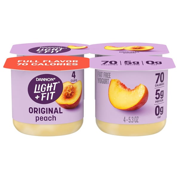 Yogurt Dannon Light + Fit Peach Original Nonfat Yogurt Pack hero