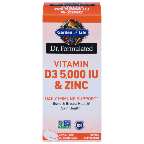 Dietary Supplements Garden of Life Vitamin D3 5,000 IU & Zinc, Small Tabs hero