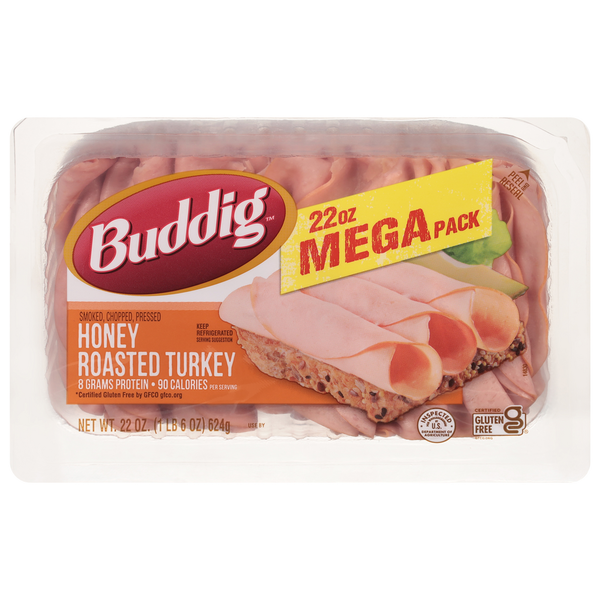 Hot Dogs, Bacon & Sausage Buddig Turkey, Honey Roasted, Mega Pack hero