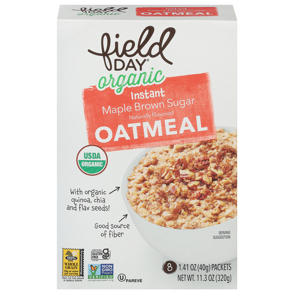 Hot Cereal & Pancake Mixes FIELD DAY Oatmeal, Organic, Maple Brown Sugar, Instant hero