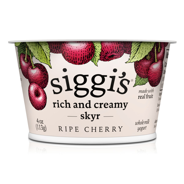 Yogurt Siggi's Rich and Creamy Whole Milk Skyr Yogurt Ripe Cherry hero