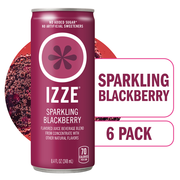 IZZE Sparkling Juice Beverage Blend, Blackberry, No Sugar Added, 8.4 FL OZ, 6 Cans hero