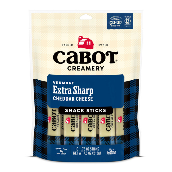 Packaged Cheese Cabot Extra Sharp Cheddar Cheese Snack Sticks hero