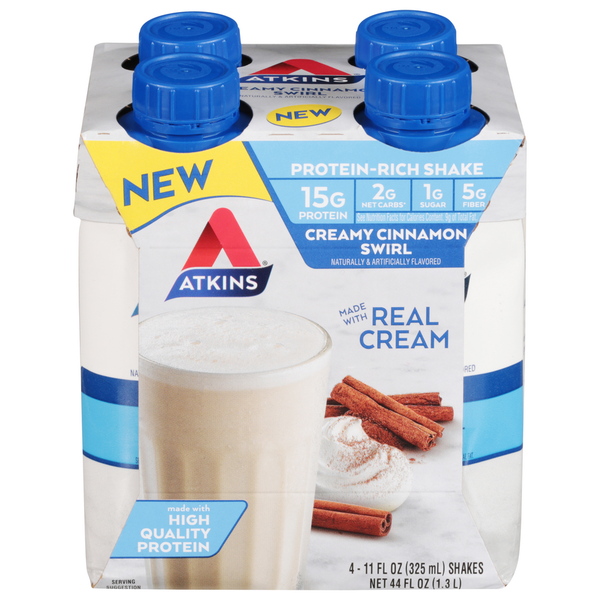 Protein & Meal Replacements Atkins Shakes, Protein-Rich, Creamy Cinnamon Swirl hero