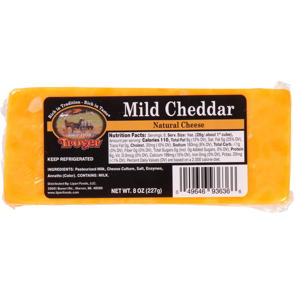 Packaged Cheese Troyer Cheese, Natural, Mild Cheddar hero