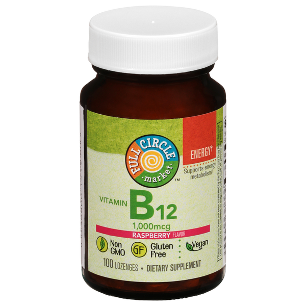 Vitamins & Supplements Full Circle Vitamin B12, 1000 mcg, Lozenges, Raspberry Flavor hero