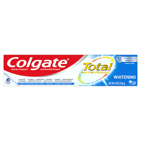 Oral Hygiene Colgate Total Whitening Toothpaste Gel with Fluoride, Multi-Protection hero