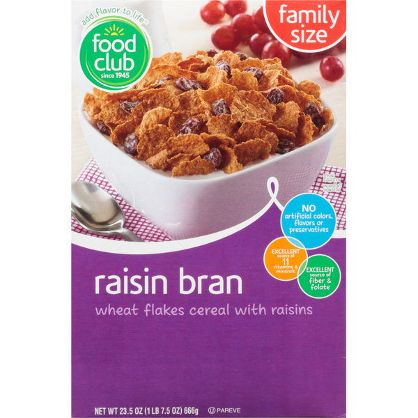 Cereal Food Club Cereal, Raisin Bran, Family Size hero